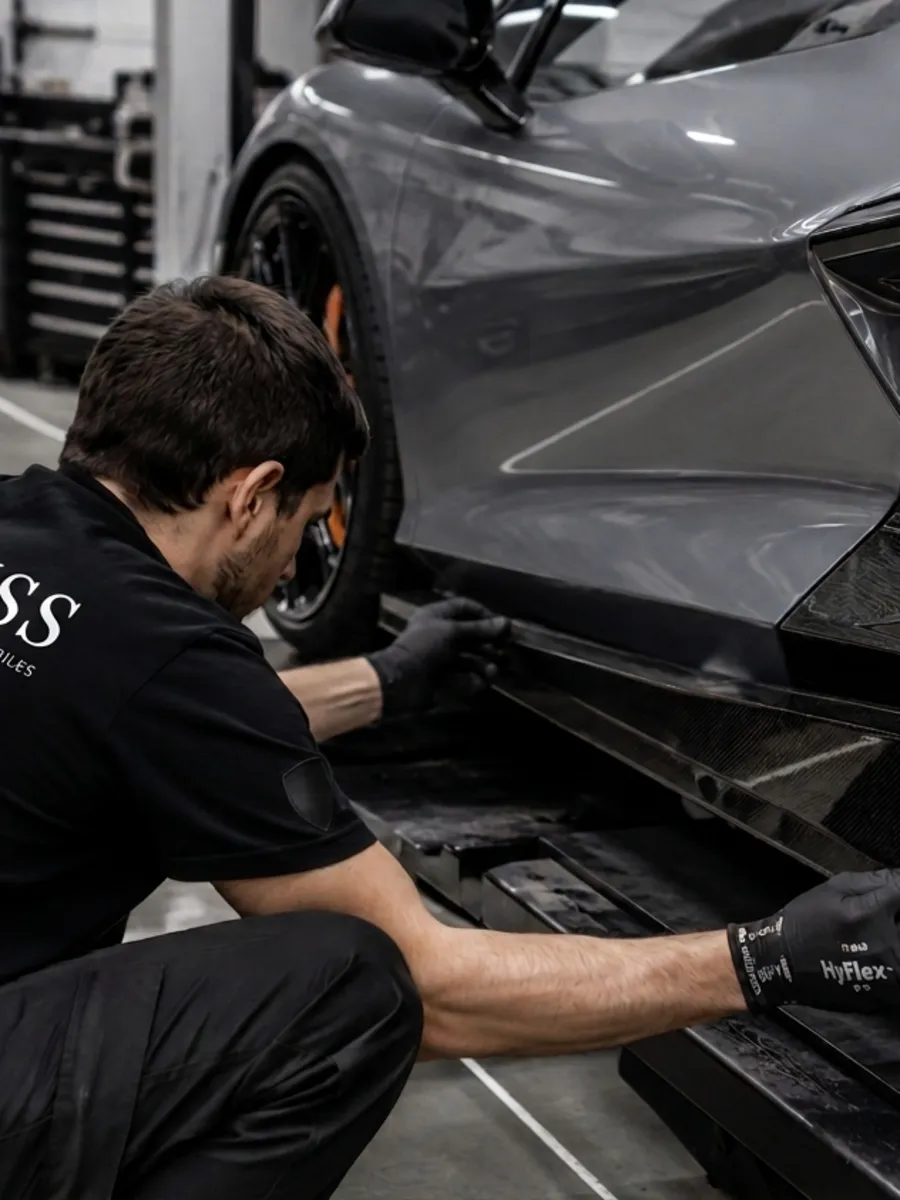 Montage der Forged-Carbon-Seitenschweller